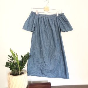 Denim off-the-shoulder dress